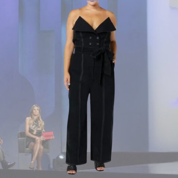 NWT MAKING THE CUT - Deconstructed Halter Jumpsuit Corduroy - Black - S  |  M - Picture 5 of 6
